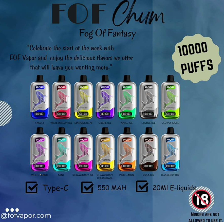 Read more about the article FOF Chum 10000 puffs Disposable vape POD with rechargeable